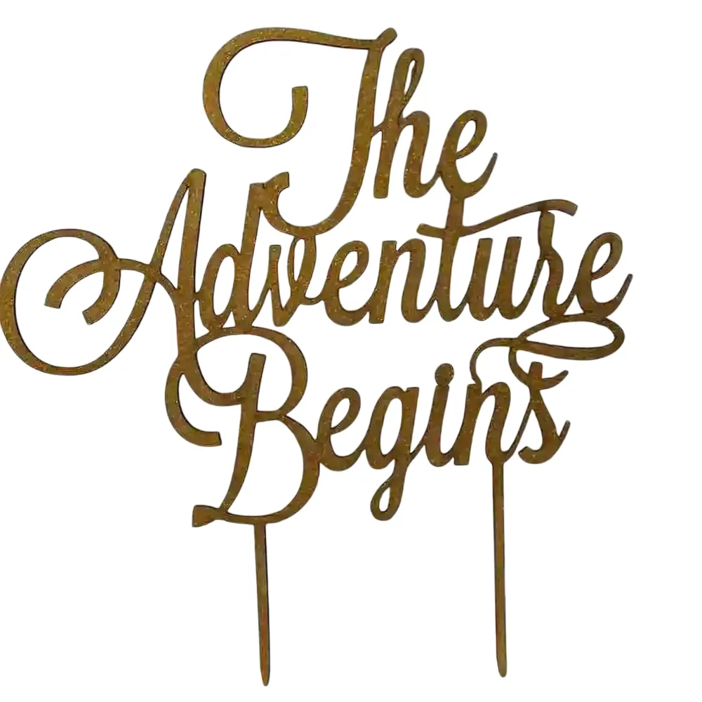 The Adventure Begins Cake Topper-Mdf Wood